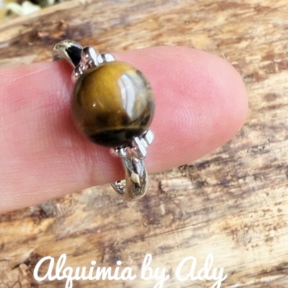 Adjustable tiger’s eye silver ring - Picture 1 of 2